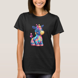 Cute Rainbow Paint Splash Kawaii Baby Giraffe T-Shirt