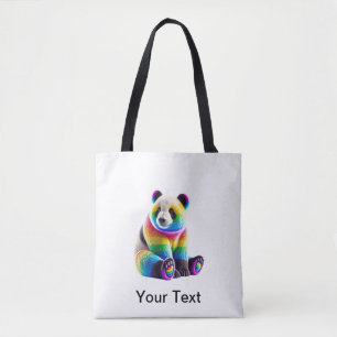 Cute Rainbow Panda Tote Bag