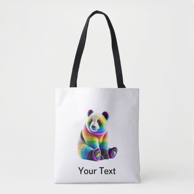 Cute Rainbow Panda Tote Bag (Front)