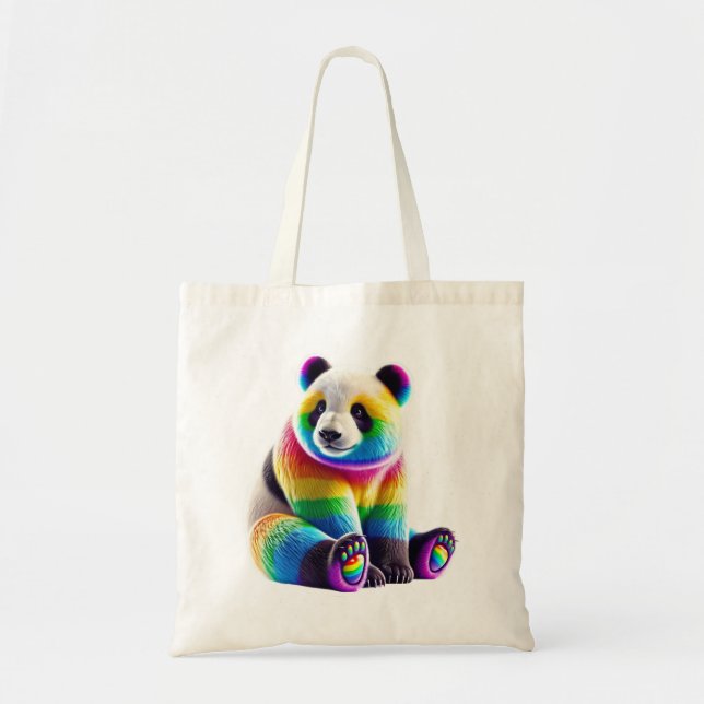 Cute Rainbow Panda Tote Bag (Front)
