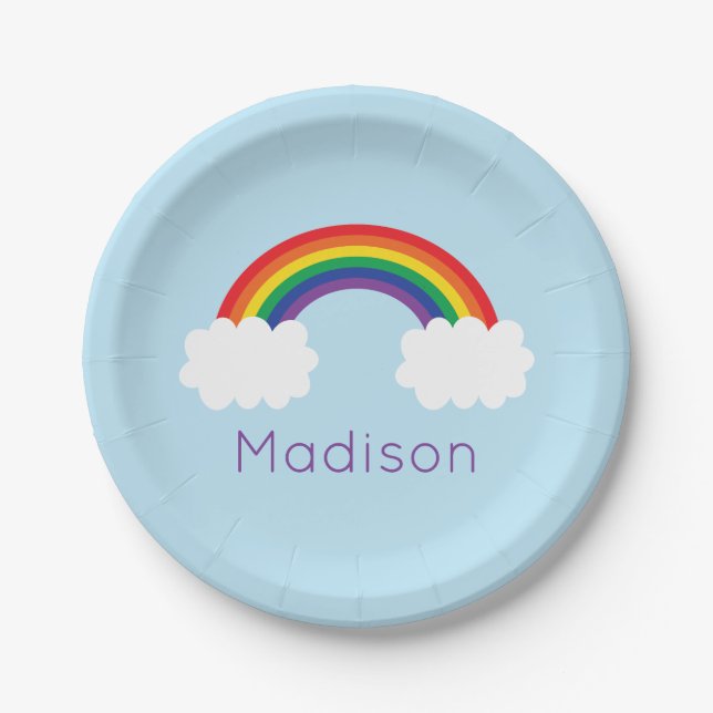 Cute Rainbow Party Paper Plate (Front)