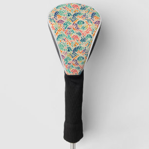 Cute Rainbow Pastel Stamp Floral Pattern Golf Head Cover