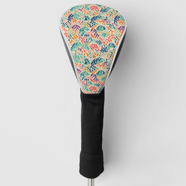 Cute Rainbow Pastel Stamp Floral Pattern Golf Head Cover (Front)