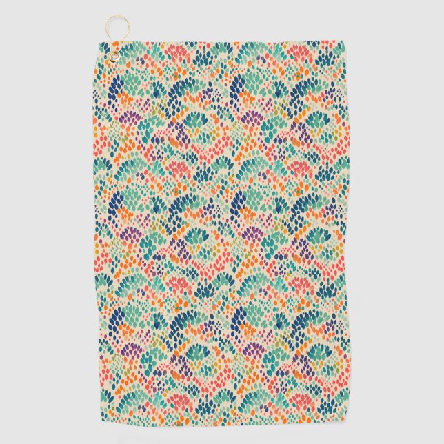 Cute Rainbow Pastel Stamp Floral Pattern Golf Towel (Front)