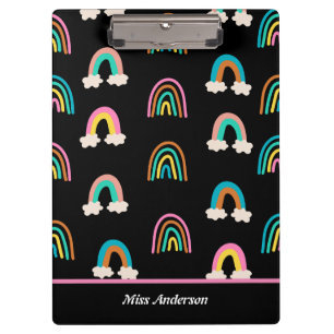 Cute Rainbow Patten Customisable Teacher's  Clipboard