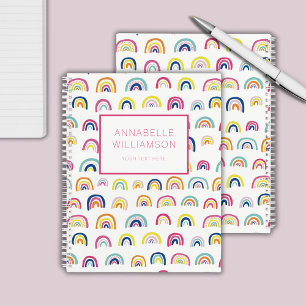 Cute rainbow pattern custom name notebook