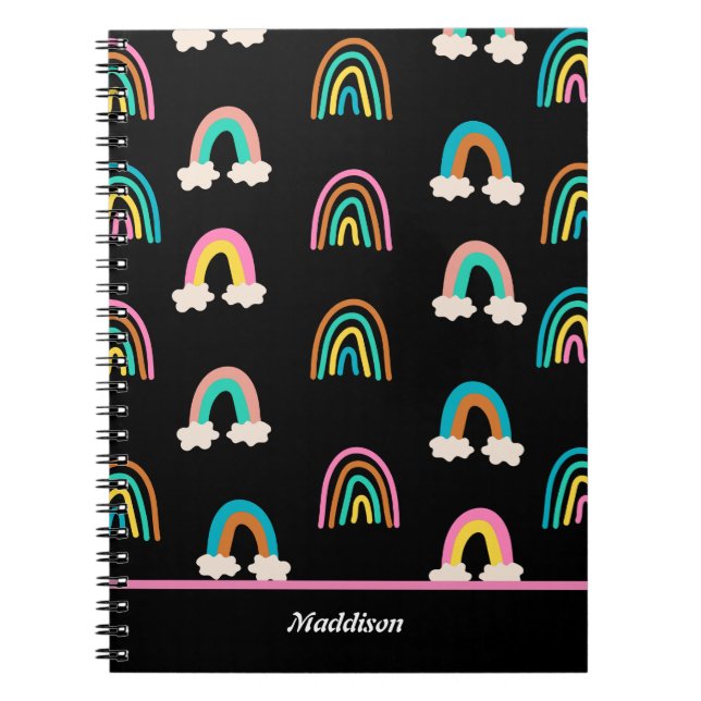 Cute Rainbow Pattern Customisable  Notebook (Front)