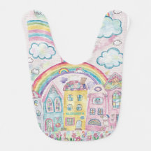 Cute Rainbow Pattern Personalised Baby Bib