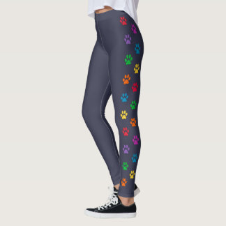 Cute Rainbow Paw Prints Leggings