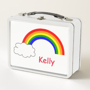 Cute Rainbow Personalised Metal Lunch Box