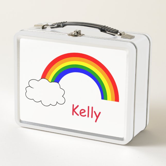 Cute Rainbow Personalised Metal Lunch Box (Front)