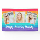 Cute Rainbow Photo Collage Custom Birthday Party