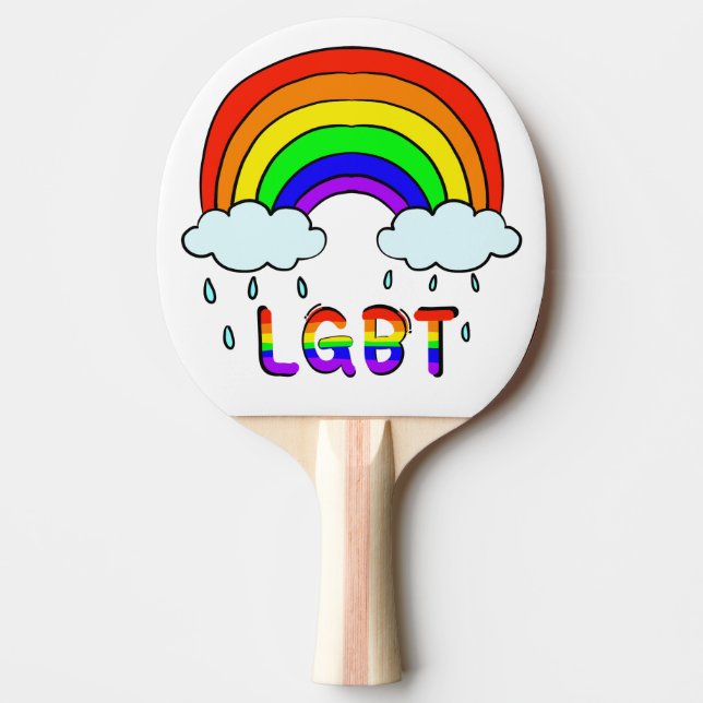 Cute Rainbow Ping Pong Paddle Cute Doodle LGBTQ (Front)