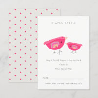 Cute Rainbow Pink Birdy Diaper Raffle Baby Shower