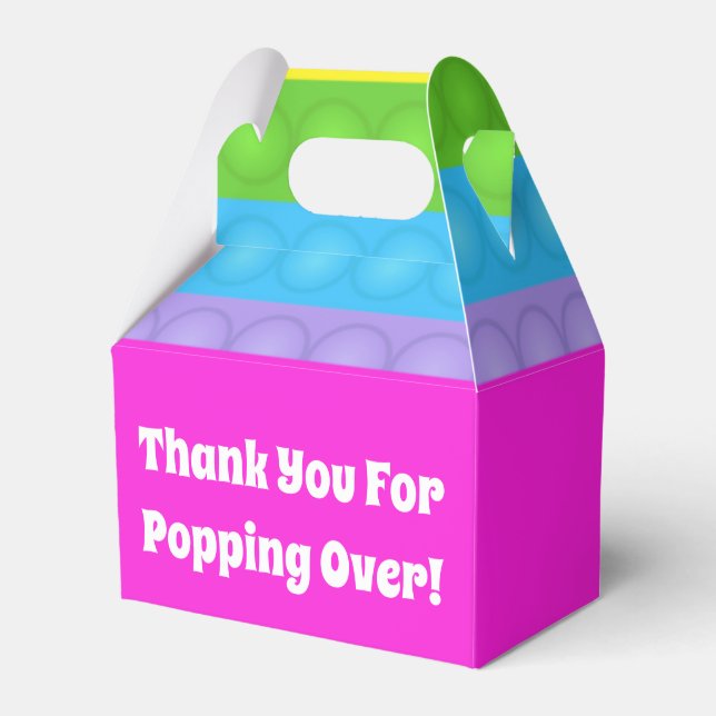 Cute Rainbow Pink Pop It Fidget Toy  Favour Box (Front Side)