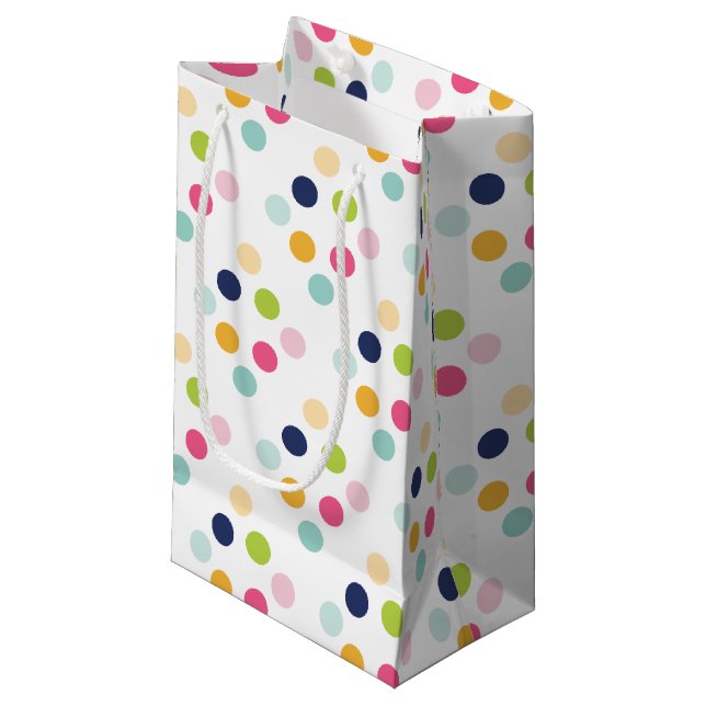 Cute Rainbow Polka Dots Birthday Confetti Pattern Small Gift Bag (Front Angled)