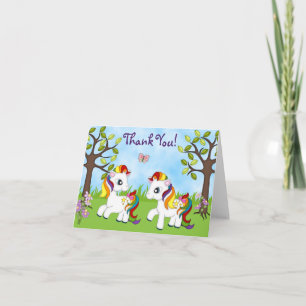 Cute Rainbow Ponies Horse Thank You Cards