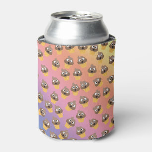 Cute Rainbow Poop Emoji Ice Cream Cone Pattern Can Cooler