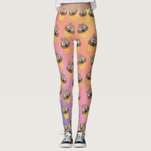 Cute Rainbow Poop Emoji Ice Cream Cone Pattern Leggings