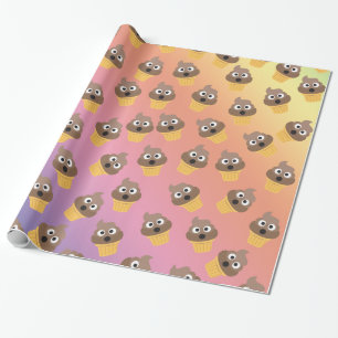Cute Rainbow Poop Emoji Ice Cream Cone Pattern Wrapping Paper