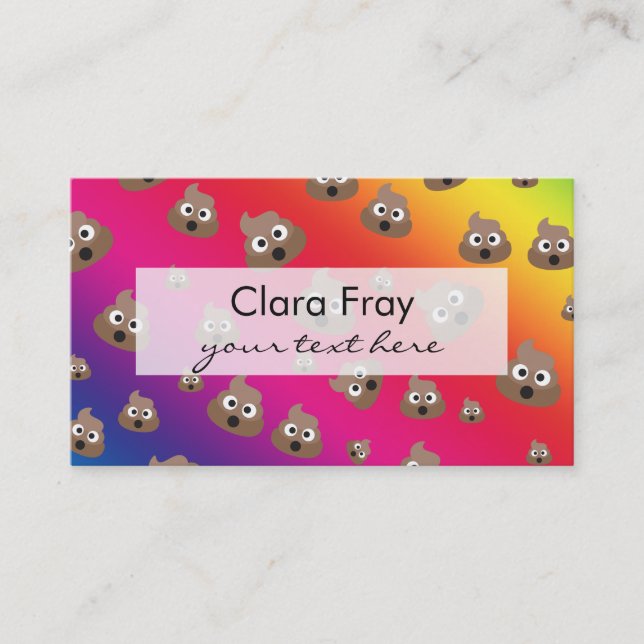 Cute Rainbow Poop Emoji Pattern Business Card (Front)