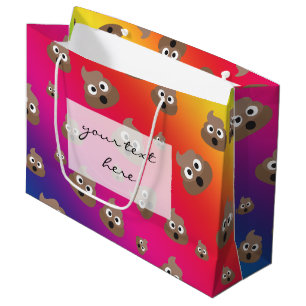 Cute Rainbow Poop Emoji Pattern Large Gift Bag