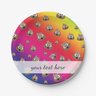 Cute Rainbow Poop Emoji Pattern Paper Plate