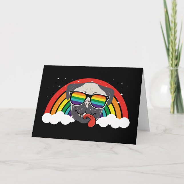 Cute Rainbow Pug Card (Front)