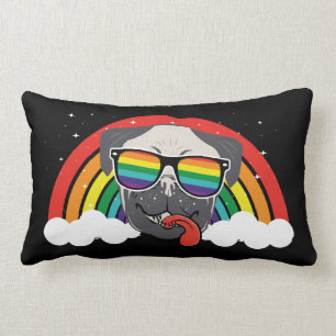 Cute Rainbow Pug Lumbar Cushion
