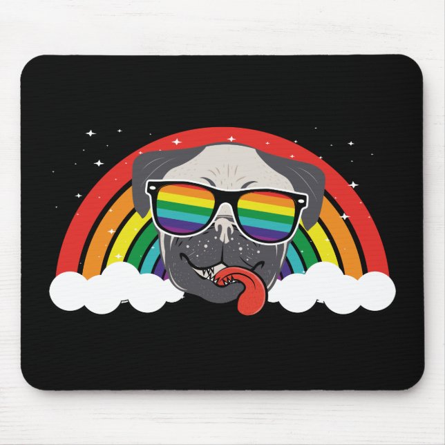 Cute Rainbow Pug Mouse Mat (Front)