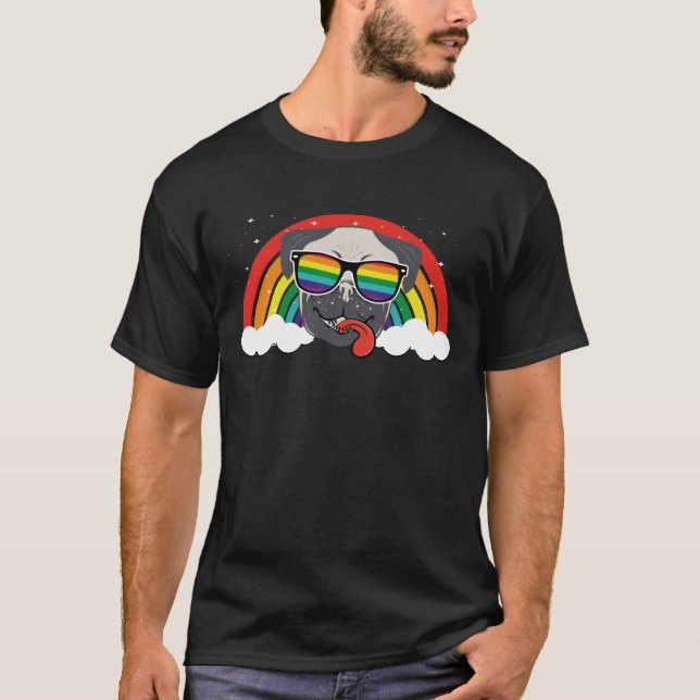 Cute Rainbow Pug T-Shirt (Front)