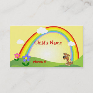 Cute Rainbow & Puppy Children's Calling Card