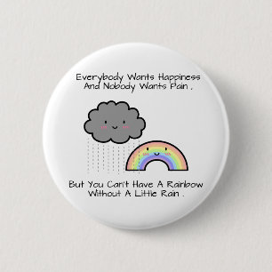 Cute Rainbow Rain Cloud Happiness Quote 6 Cm Round Badge