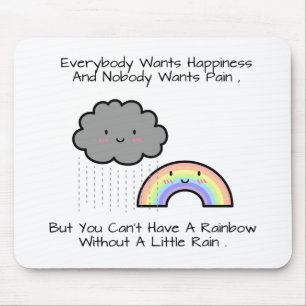 Cute Rainbow Rain Cloud Happiness Quote Mouse Mat
