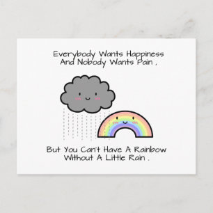 Cute Rainbow Rain Cloud Happiness Quote Postcard
