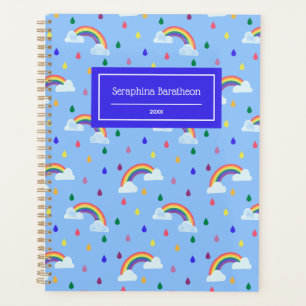 Cute Rainbow Raindrops Pattern Personalised Planner
