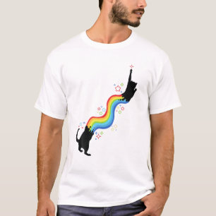 Cute Rainbow Retro Cat Lover Colourful Kitten Vint T-Shirt