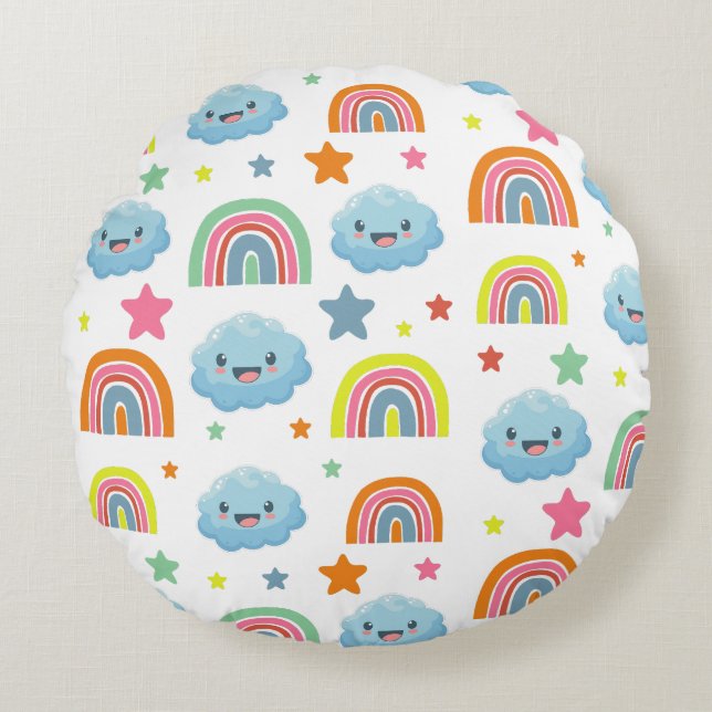 Cute Rainbow Round Cushion (Front)