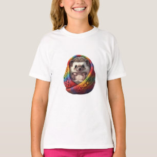 Cute Rainbow Scarf Hedgehog Kids T-Shirt