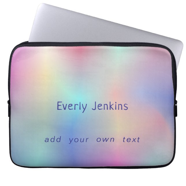 cute rainbow shiny ombre multicolor laptop sleeve (Front)