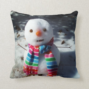cute rainbow  snowman christmas cushion