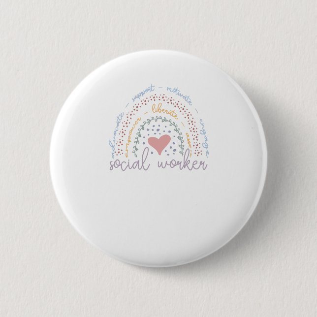 Cute Rainbow Social Worker 6 Cm Round Badge (Front)