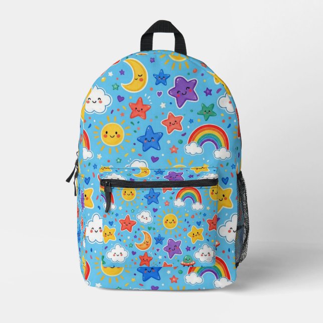 Cute Rainbow Space Seamless Pattern Printed Backpack (Front)