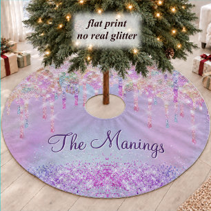 Cute Rainbow Sparkly Drips Unicorn Brushed Polyester Tree Skirt