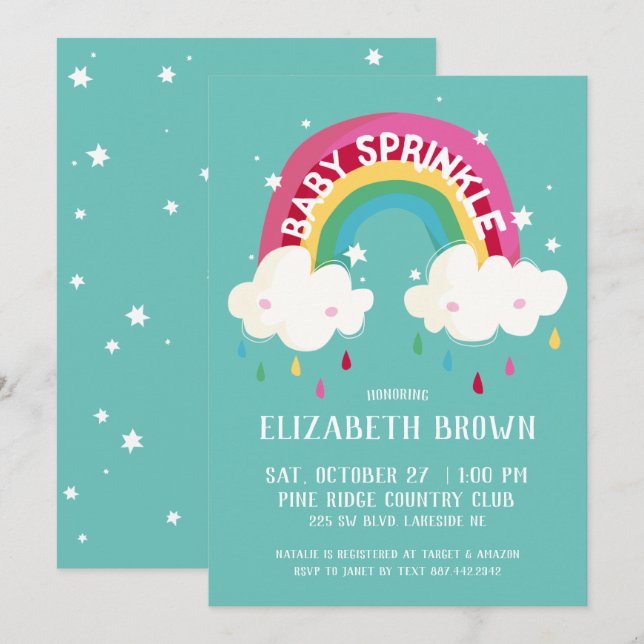 Cute Rainbow Sprinkle Baby Shower Invitation (Front/Back)
