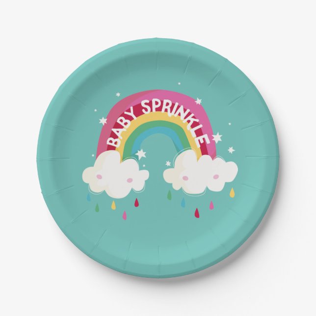 Cute Rainbow Sprinkle Baby Shower Paper Plate (Front)