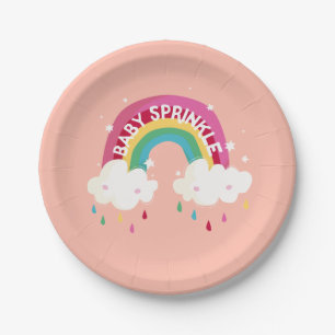 Cute Rainbow Sprinkle Baby Shower Paper Plate