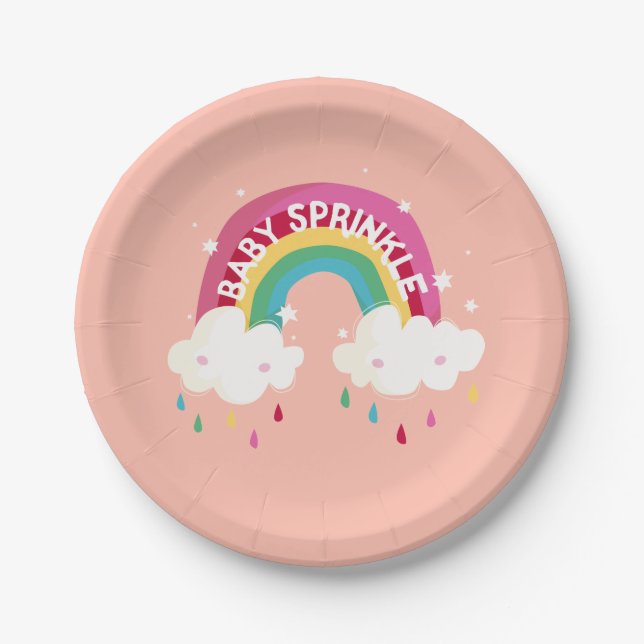 Cute Rainbow Sprinkle Baby Shower Paper Plate (Front)