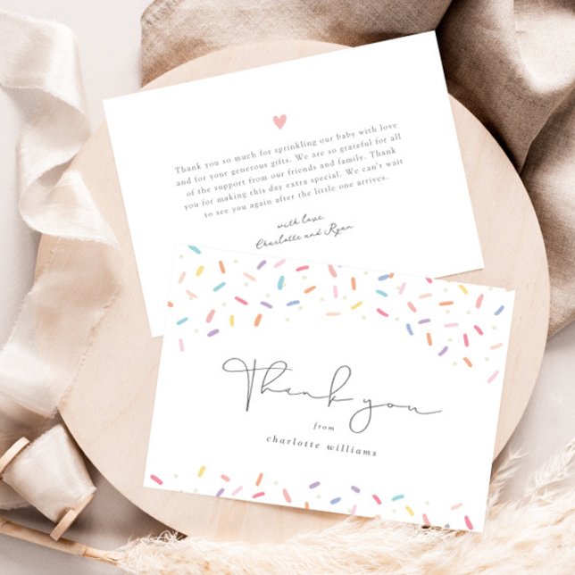 Cute Rainbow Sprinkle Baby Shower Thank You Card (Cute rainbow sprinkle baby shower thank you cards.)