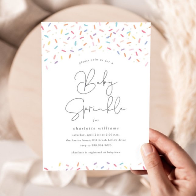 Cute Rainbow Sprinkles Baby Sprinkle Shower Invitation (Cute rainbow sprinkles baby sprinkle shower invitations.)